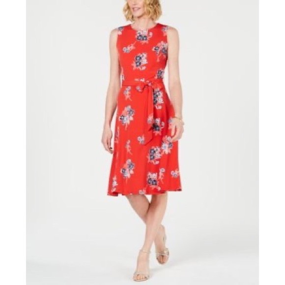 Charter Club Dresses & Skirts - Charter Club Red Floral-Print Midi Dress NWT S